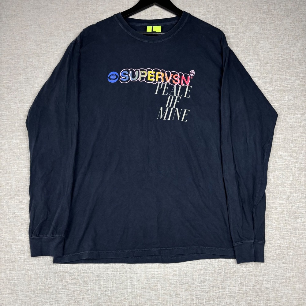 Supervsn Studios Peace of Mine Long Sleeve Graphic T-Shirt Black Men Large